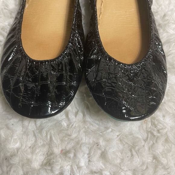 Tieks by Gavrieli Ballet Flats leather Black Patent Croc print slip on flats SZ7 - Picture 5 of 11